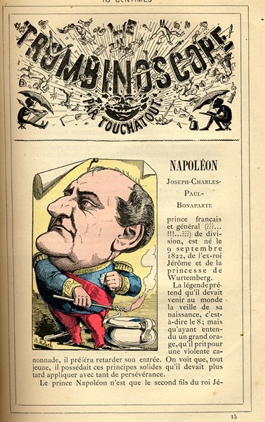 Caricature du Prince Napoléon, in : "Le Trombinoscope"