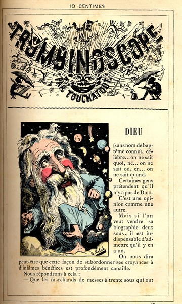 Caricature de Dieu, in : "Le Trombinoscope"