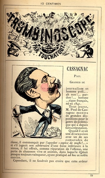 Caricature de Paul Cassagnac, in : "Le Trombinoscope"