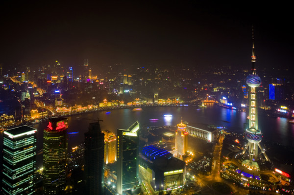 High Angle View of Shanghai at Night