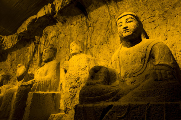China,Henan Province,Luoyang,Buddhist sculpture at Longmen Grottoes