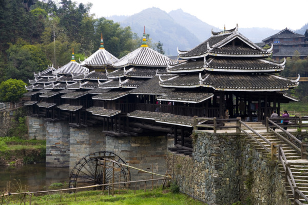 Roofed Bridge of Dong Minority,Guangxi Province,China