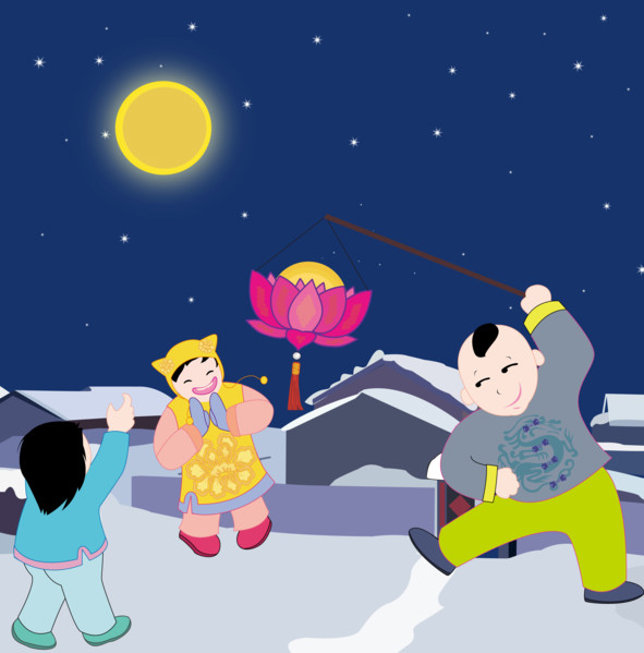 Kids celebrating Spring Festival