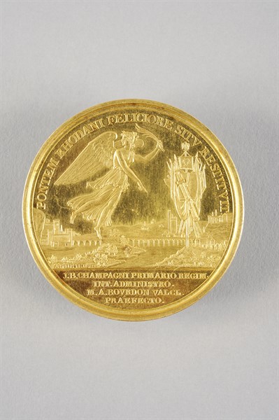 Médaille commémorative célébrant la construction du pont du Rhône