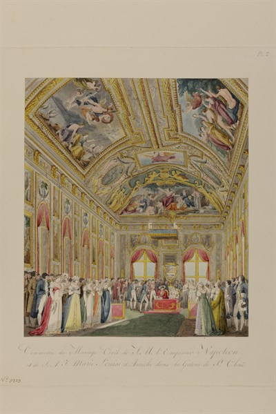 Cérémonie du mariage civil de Napoléon 1er et Marie-Louise d'Autriche dans la Galerie de Saint-Cloud (1er avril 1810)