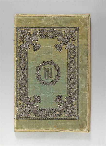 Reliure d'un parapheur ou porte-documents au chiffre du Roi Jérome