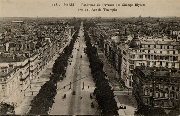 Paris, The Avenue des Champs-Elysées from the Arc de Triomphe