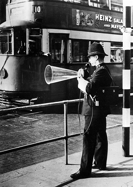 London bobby at an intersection in 1935.