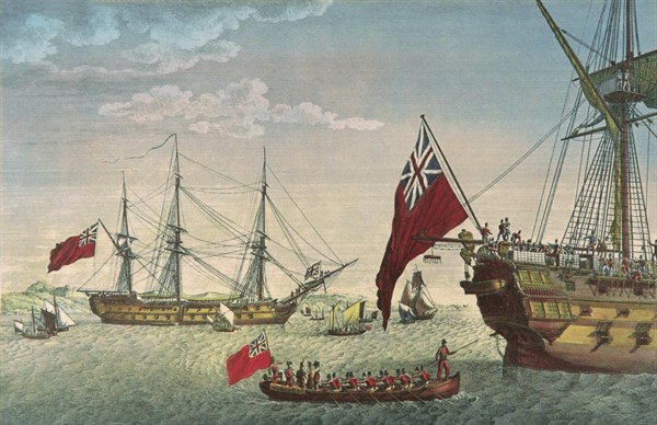 Bonaparte transferred from Bellérophon aboard the Northumberland