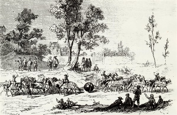 Otto de Guericke fait l'expérience des "hémisphères de Magdebourg" avec 24 chevaux