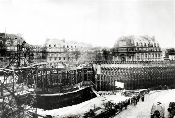 Paris, Saint-Michel district, construction of Line 4 of the metro