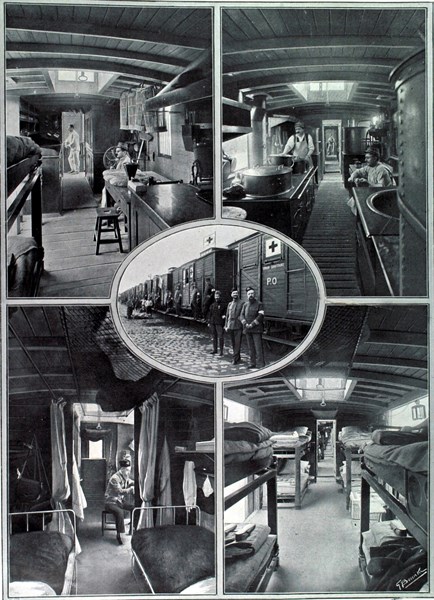Première Guerre Mondiale. Trains sanitaires pour le transport des blessés