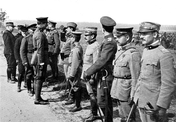 World War I. Albert I, King of the Belgians, on the front