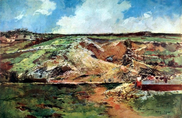 World War I. In Artois, the shell-holes of Carency