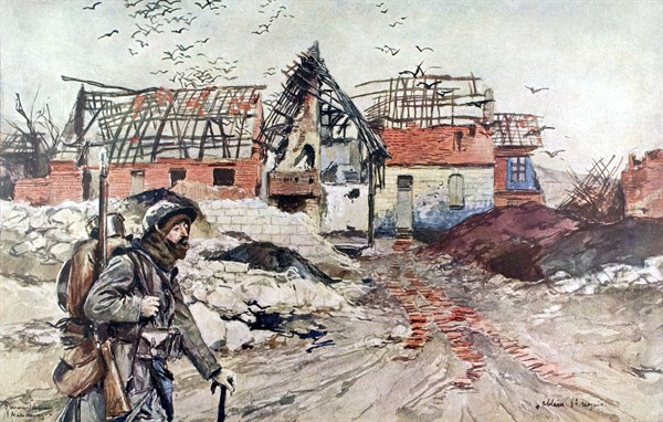 François Flameng, in Artois, in the ruins of Ablain St Nazaire