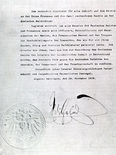 Acte d'abdication de Guillaume II