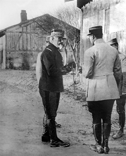 World War I. General Balfourier visiting quarters on the Verdun front