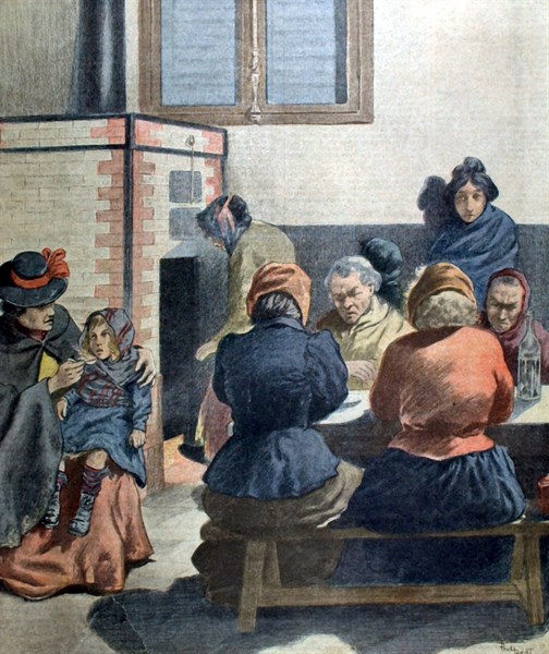 In Paris, night shelter for the homeless (1902)