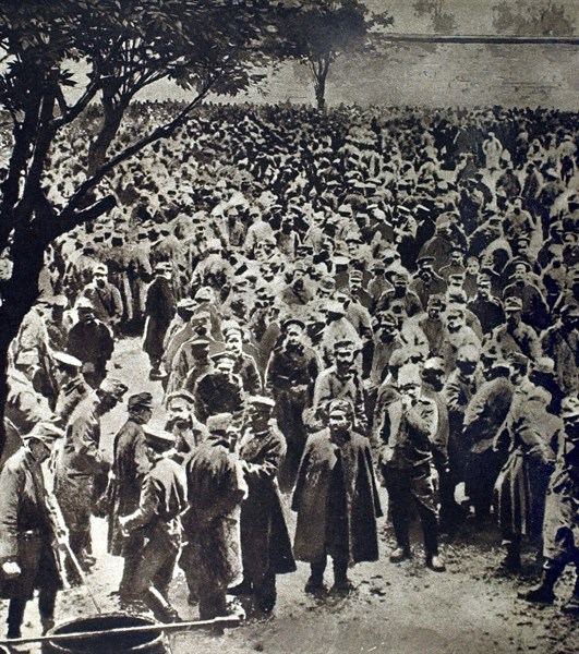 Austrian prisoners being sorted by the Russians, in Galicia