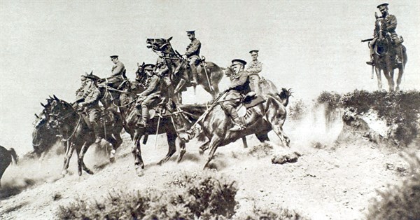 In Picardy, British cavalry training