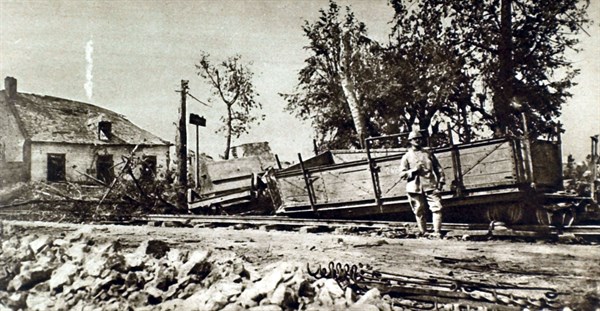 French troops  retrenched in the village of Biaches