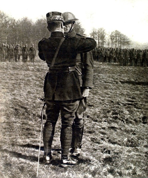 World War I. An American captain receiving the Military Cross in Lorraine (1918)