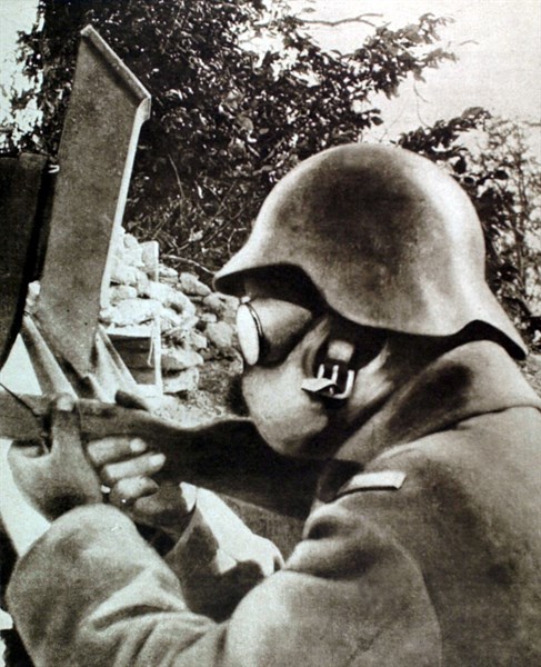 World War I. A French soldier in a trench (1915)