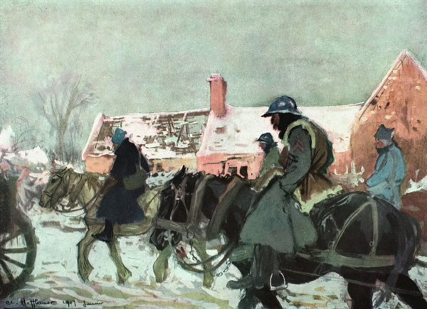 World War I. In the Somme: artillery convoy