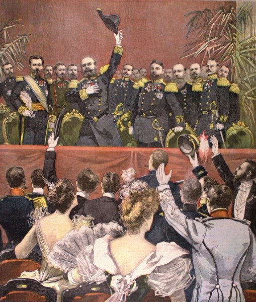 Admiral Avellan bidding farewell at the end of a gala  performance at the Paris Opera (1893