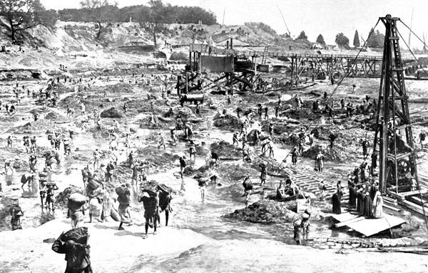 Construction du barrage du delta du Caire (28 mai 1910)
