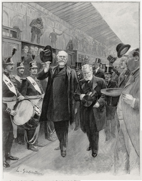 King Oscar II of Sweden and Norway arriving in Paris, 1900