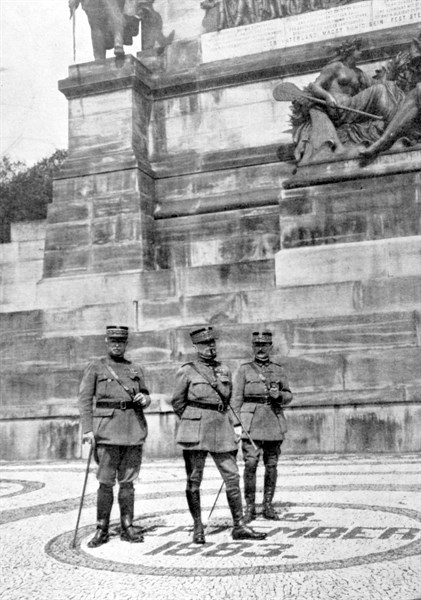 Marshal Foch on an inspection tour in the Rhine region, 1919.