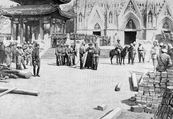 Boxer rebellion. 
Peking occupied by French troops (1900)