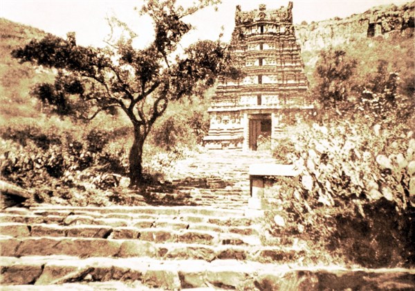 India. In the south of the country, old gopuram on the road from Timpali to Tirumalai