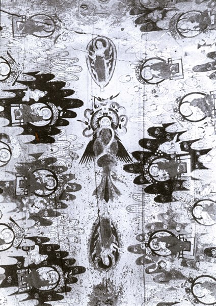 Zenithal band of a vault, detail of a wall painting