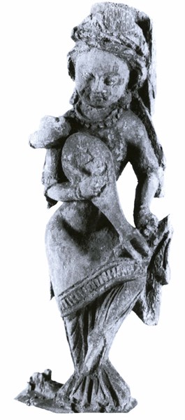 Musicienne au luth, bois sculpté