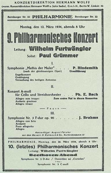 1934 / Hindemith / Poster for "Mathis, der Maler"