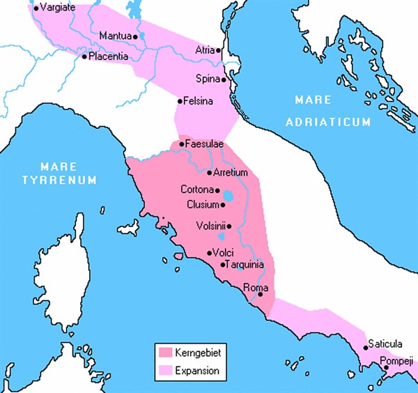 Expansion of the Etruscan kingdom in the 6th century B.C.