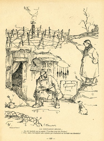 Dessin humoristique paru dans La Baïonnette n°33 du 17 février 1916