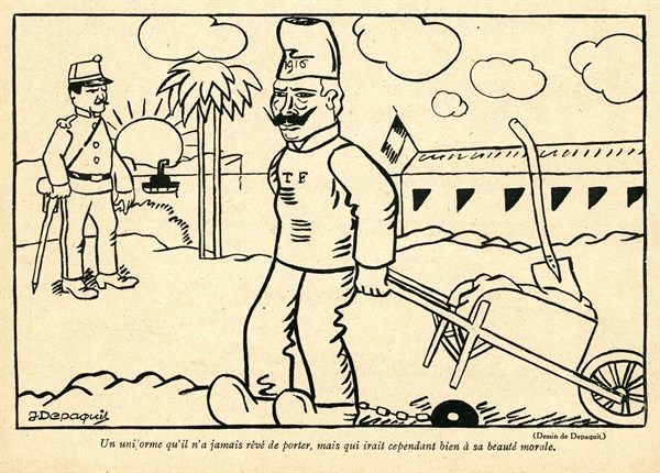 Dessin humoristique paru dans La Baïonnette n°36 du 9 mars 1916