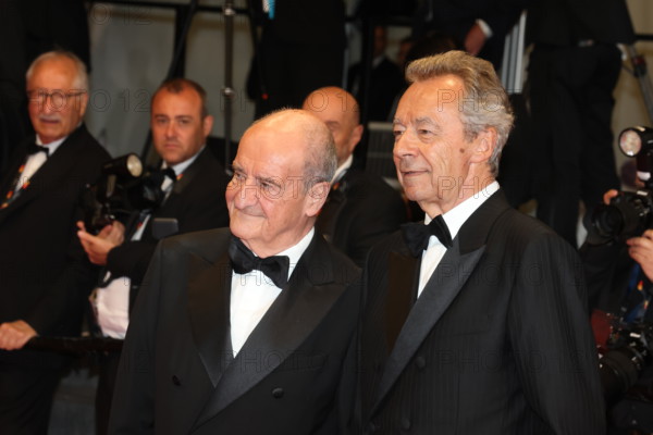 Michel Denisot and Pierre Lescure attend the "Coward" screening during the 79th annual Cannes Film