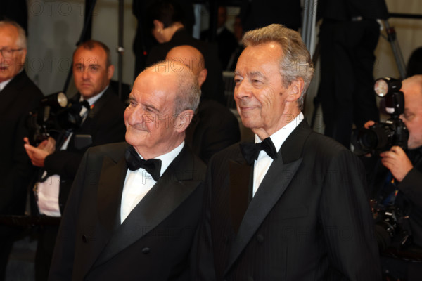 Michel Denisot and Pierre Lescure attend the "Coward" screening during the 79th annual Cannes Film