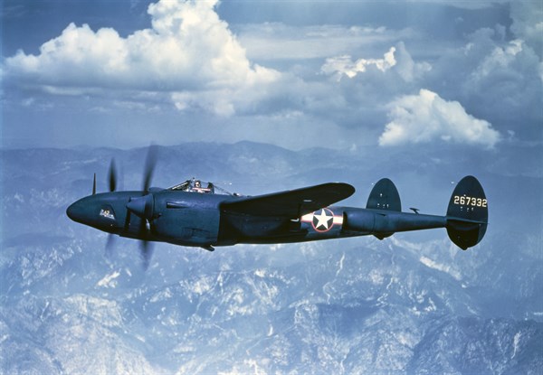 American Lockheed P-38 Lightning fighter, World War II.