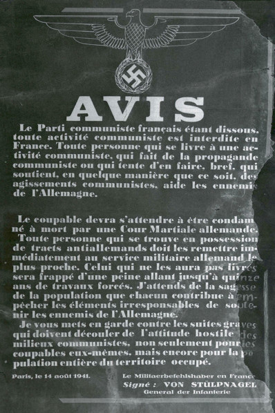 Affiche allemande, IIème Guerre mondiale.