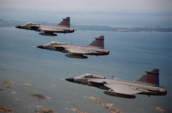 Swedish Saab Gripen fighter plane.