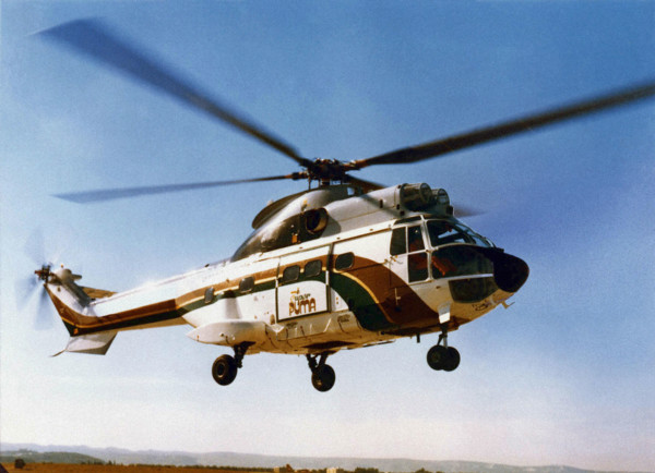 French Aérospatiale SA Super-Puma  transport helicopter.