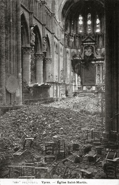 Ruins of the town of Ypres in Belgium