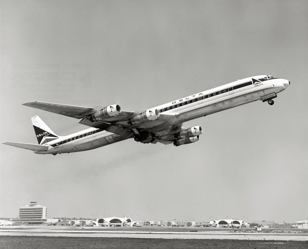 DC-8 jet aircraft at take-off