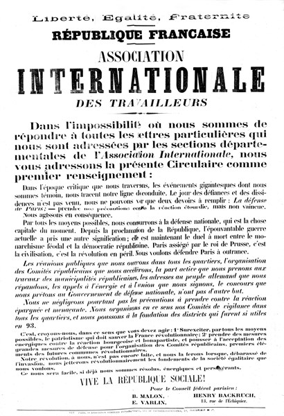 Propaganda poster for the International Working Men's Association