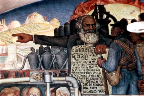 Rivera, Karl Marx s'adressant aux peuples latino-américains (détail)